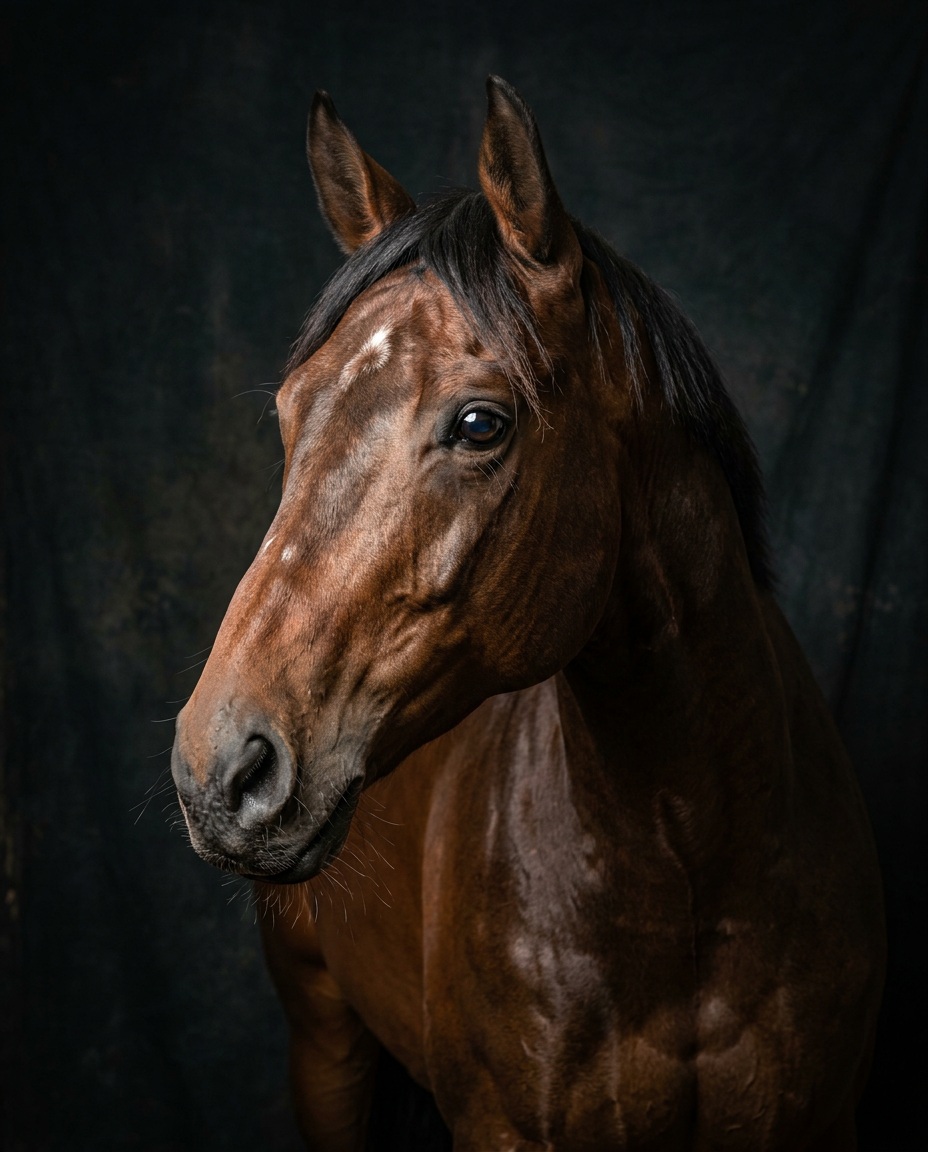 Majestic thoroughbred horse portrait