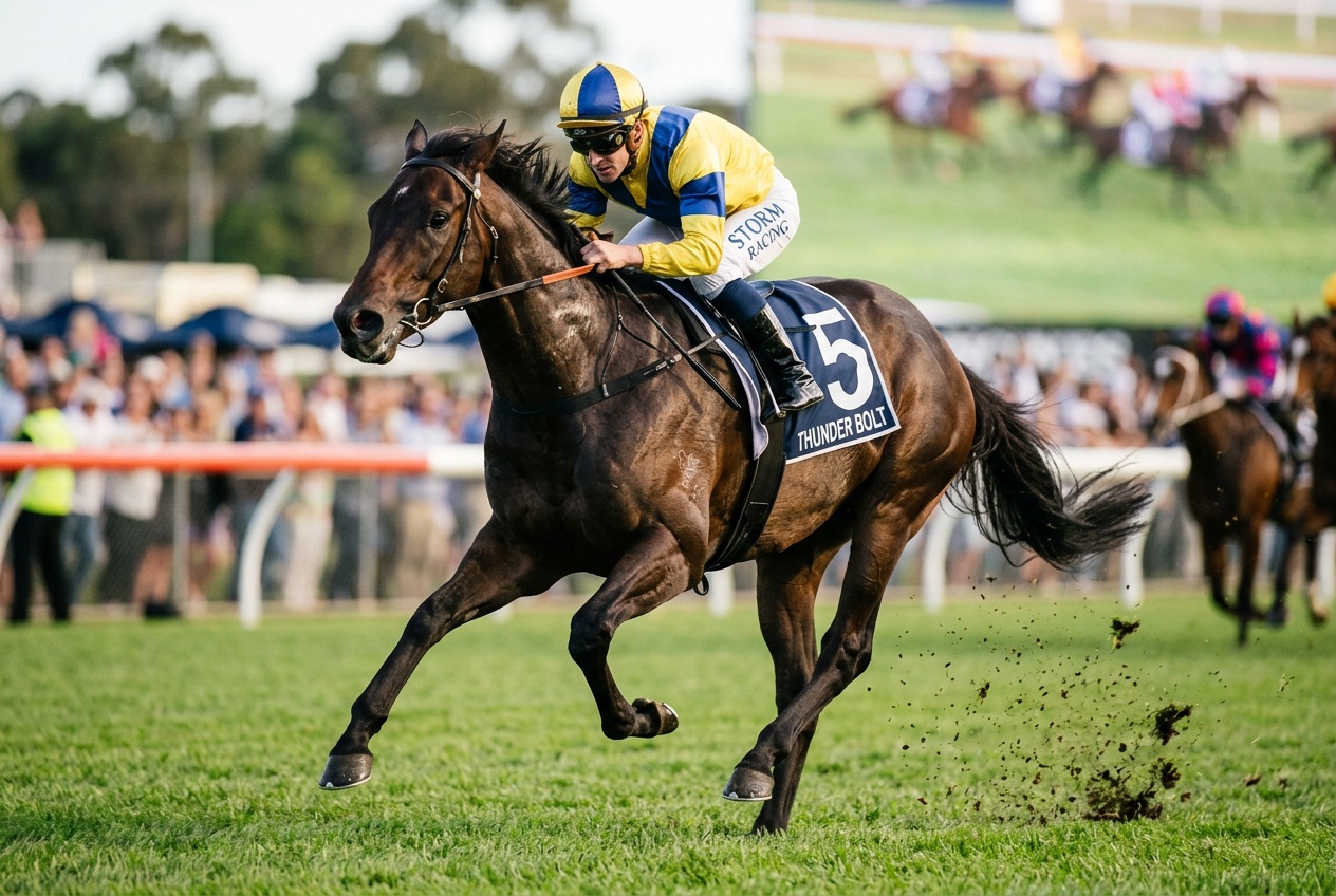 Thoroughbred in full stride